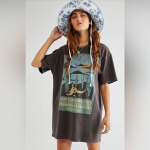 Free People Graphic T-Shirt Dress in Black